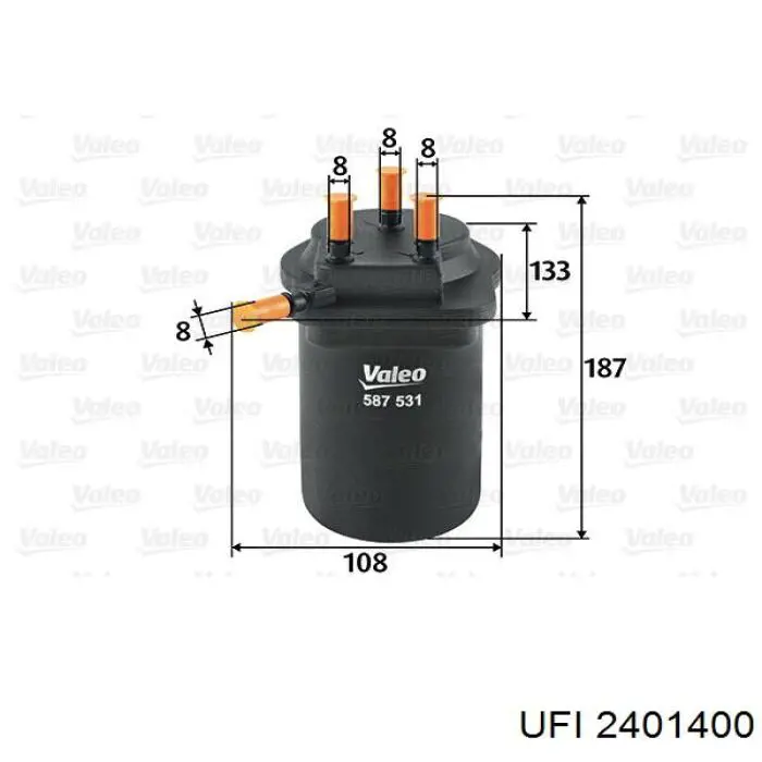 Filtro de combustível UFI 2401400 preço, a partir de 27,64 USD