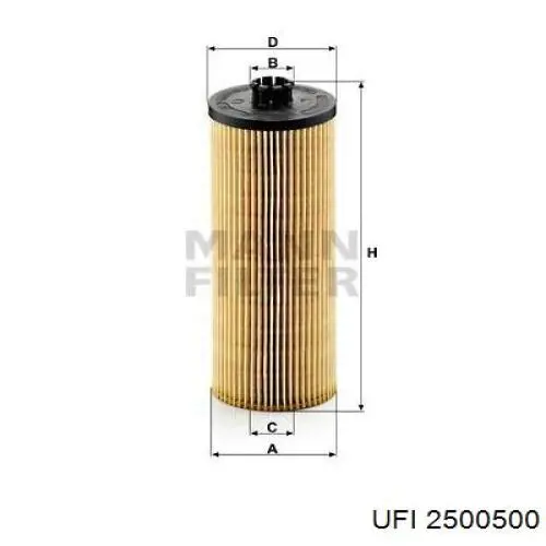 Filtro de óleo UFI 2500500 preço, a partir de 10,54 USD