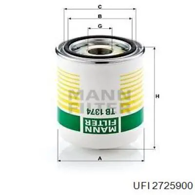 Filtro de secador de ar (separador de umidade e óleo) (TRUCK) UFI 2725900 preço, a partir de 23,84 USD