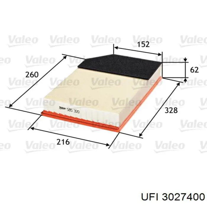Filtro de ar UFI 3027400 preço, a partir de 15,65 USD