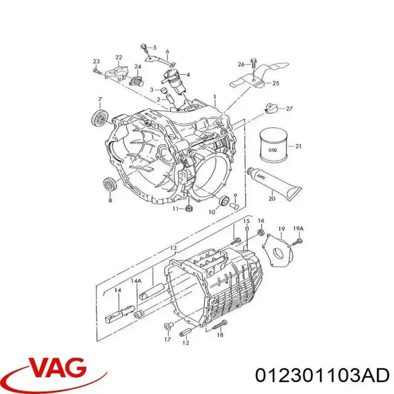 012301103AD VAG Corpo da Caixa Automática de Mudança/Caixa de Mudança