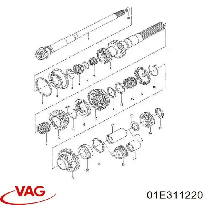 Rolamento da árvore primária da Caixa de Mudança VAG 01E311220 preço, a partir de 198,19 USD