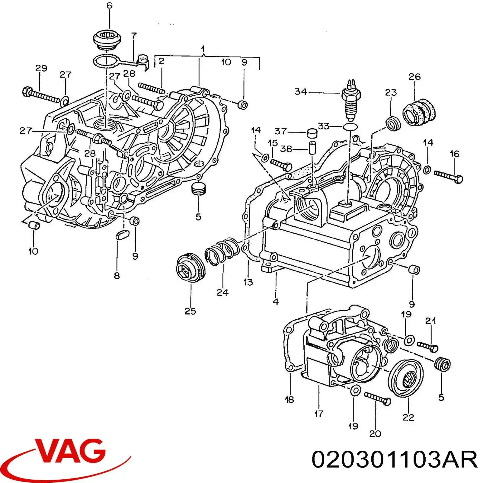 Corpo da Caixa Automática de Mudança/Caixa de Mudança VAG 020301103AR preço, a partir de  