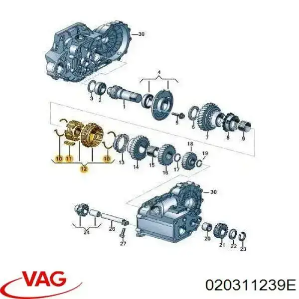 Sincronizador de 1ª/2ª velocidade VAG 020311239D preço, a partir de 625,58 USD