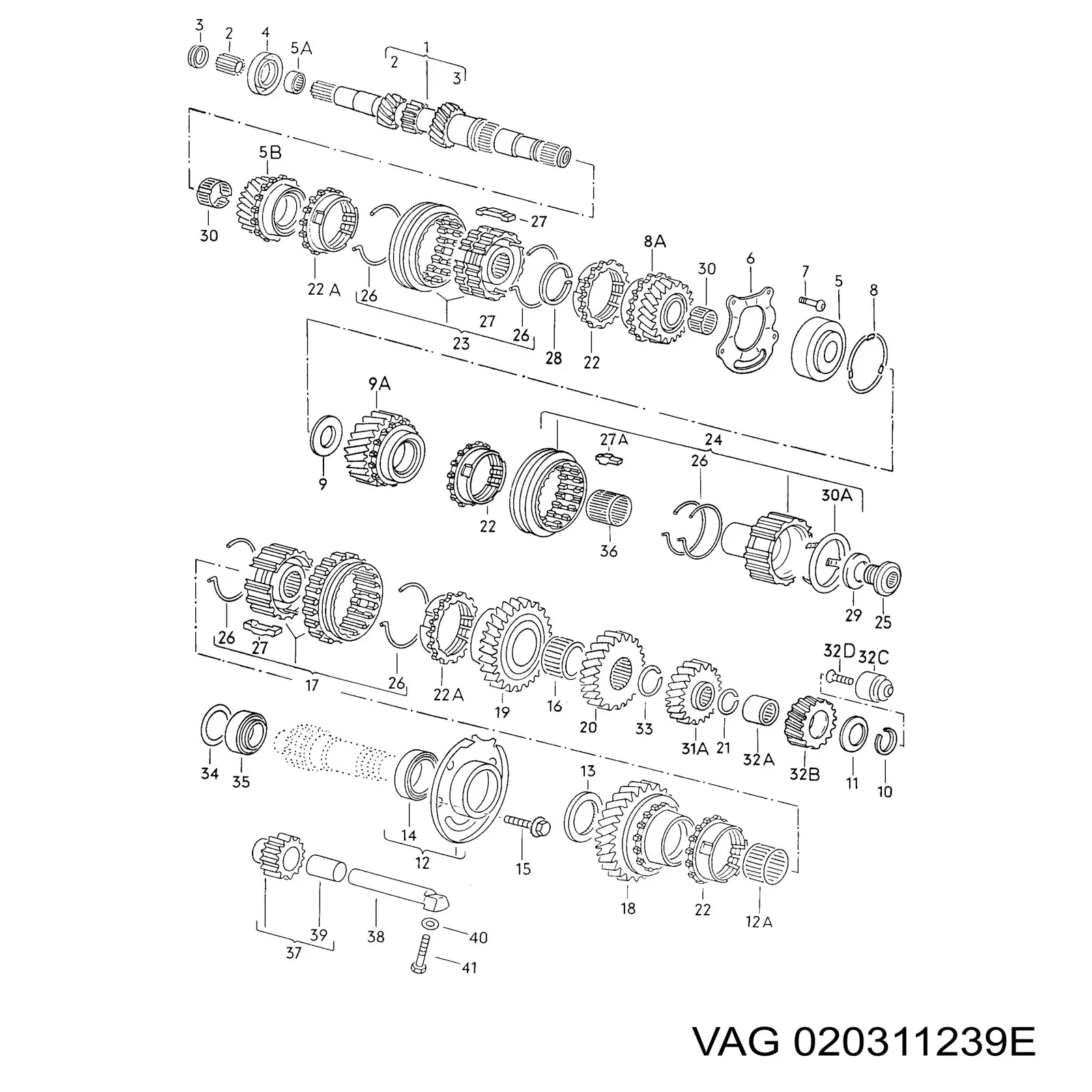 Compre 020311239D VAG Sincronizador de 1ª/2ª velocidade