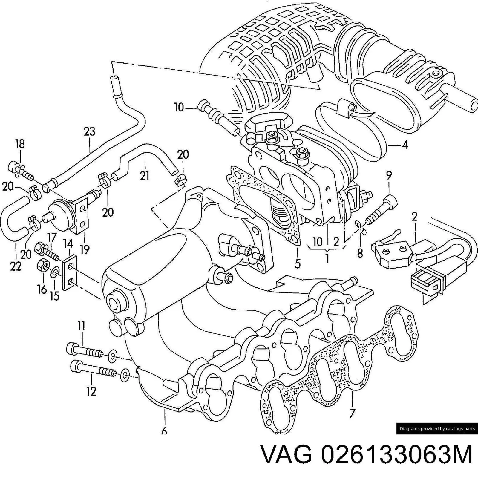 Válvula de borboleta montada Audi 80 B3 89, 89Q, 8A