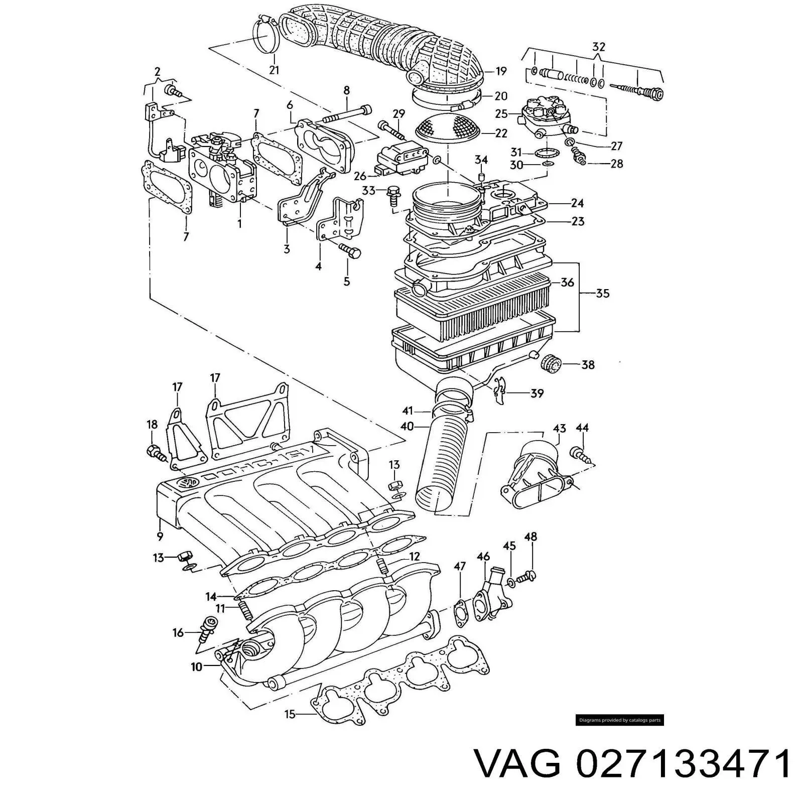Compre 027133471 VAG Sensor de fluxo (consumo) de ar, medidor de consumo M.A.F. - (Mass Airflow)