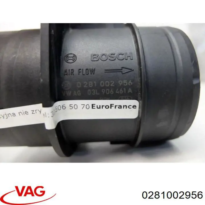 Compre 0281002956 VAG Sensor de fluxo (consumo) de ar, medidor de consumo M.A.F. - (Mass Airflow)