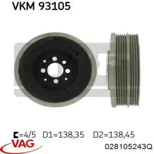 Polia de cambota VAG 028105243Q preço, a partir de 54,48 USD