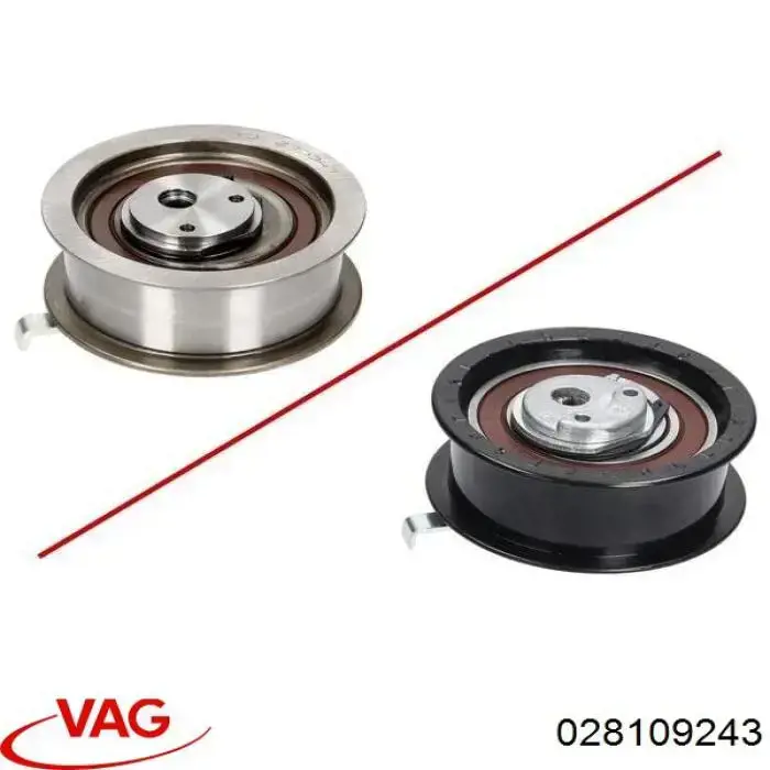 Compre 028109243 VAG Rolo de reguladora de tensão da correia do mecanismo de distribuição de gás