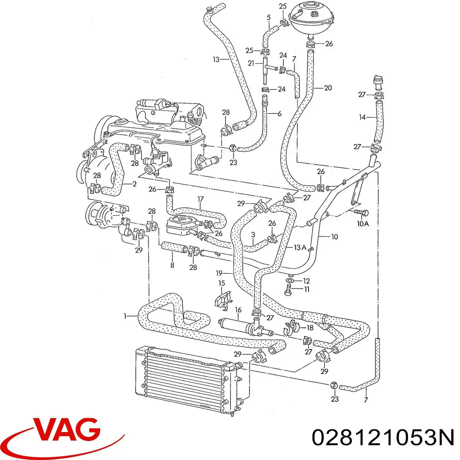 Mangueira (cano derivado) do sistema de esfriamento VAG 028121053G preço, a partir de 63,07 USD