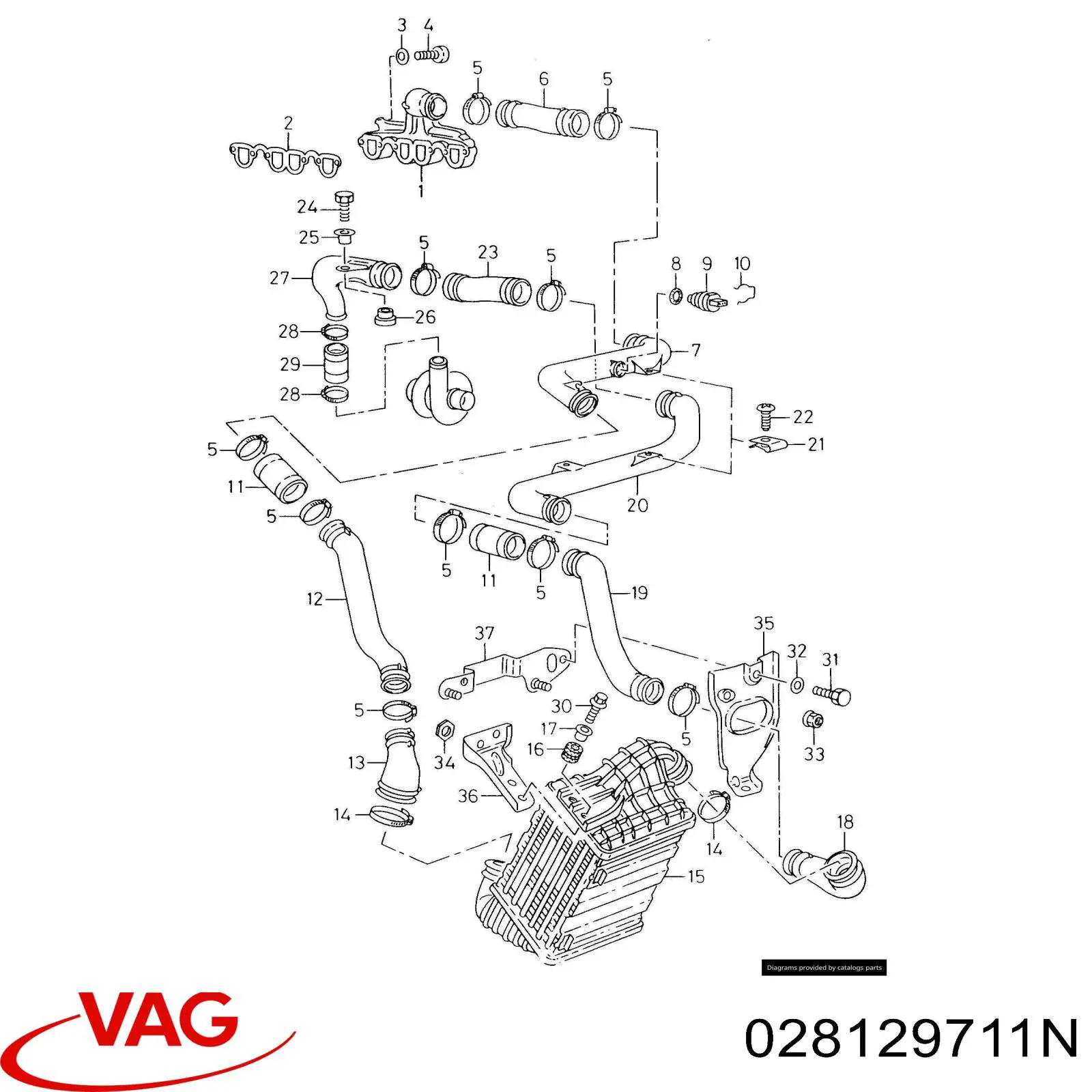 Tubo coletor de admissão VAG 028129711N preço, a partir de 91,25 USD