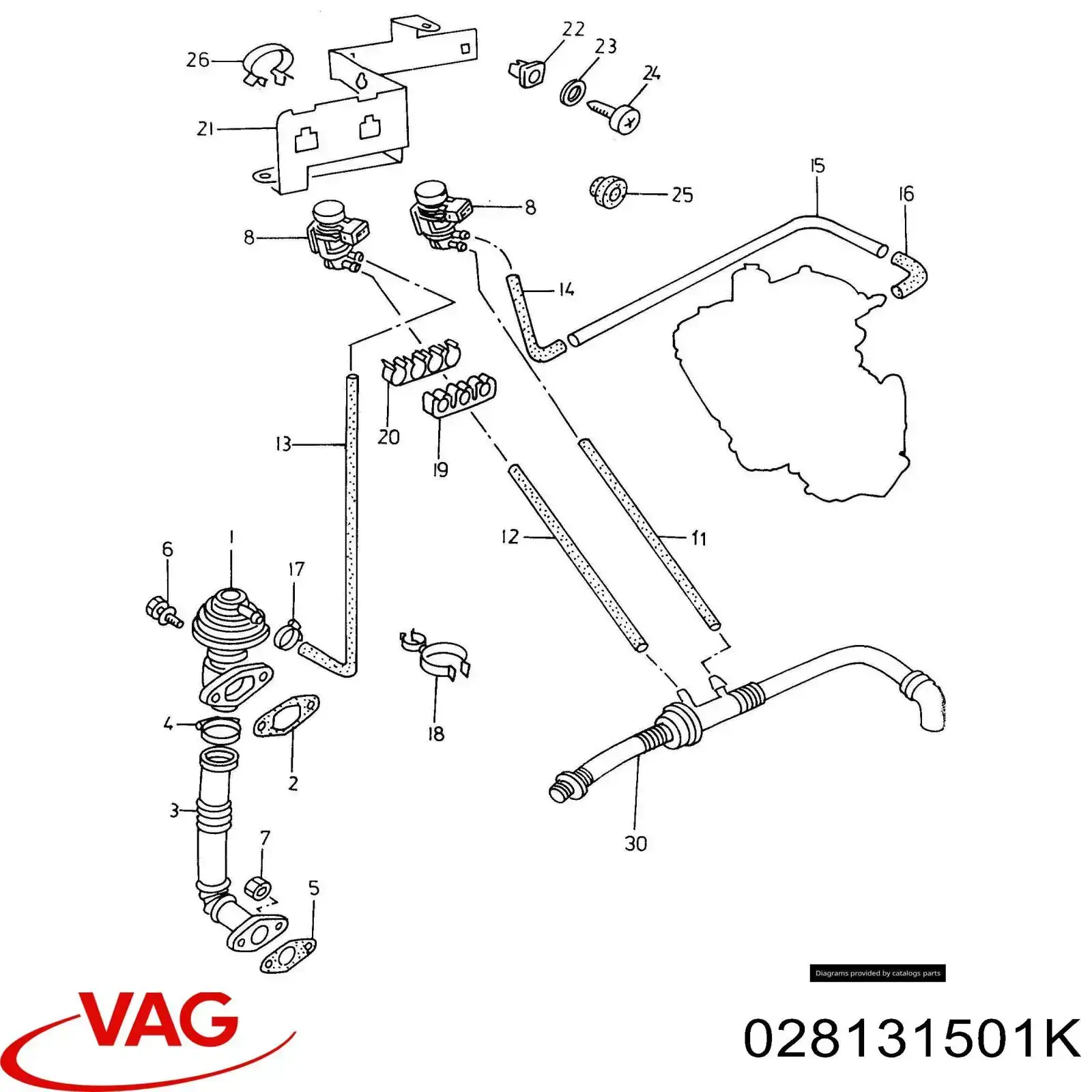 Válvula EGR de recirculação dos gases VAG 028131501K preço, a partir de 39,16 USD