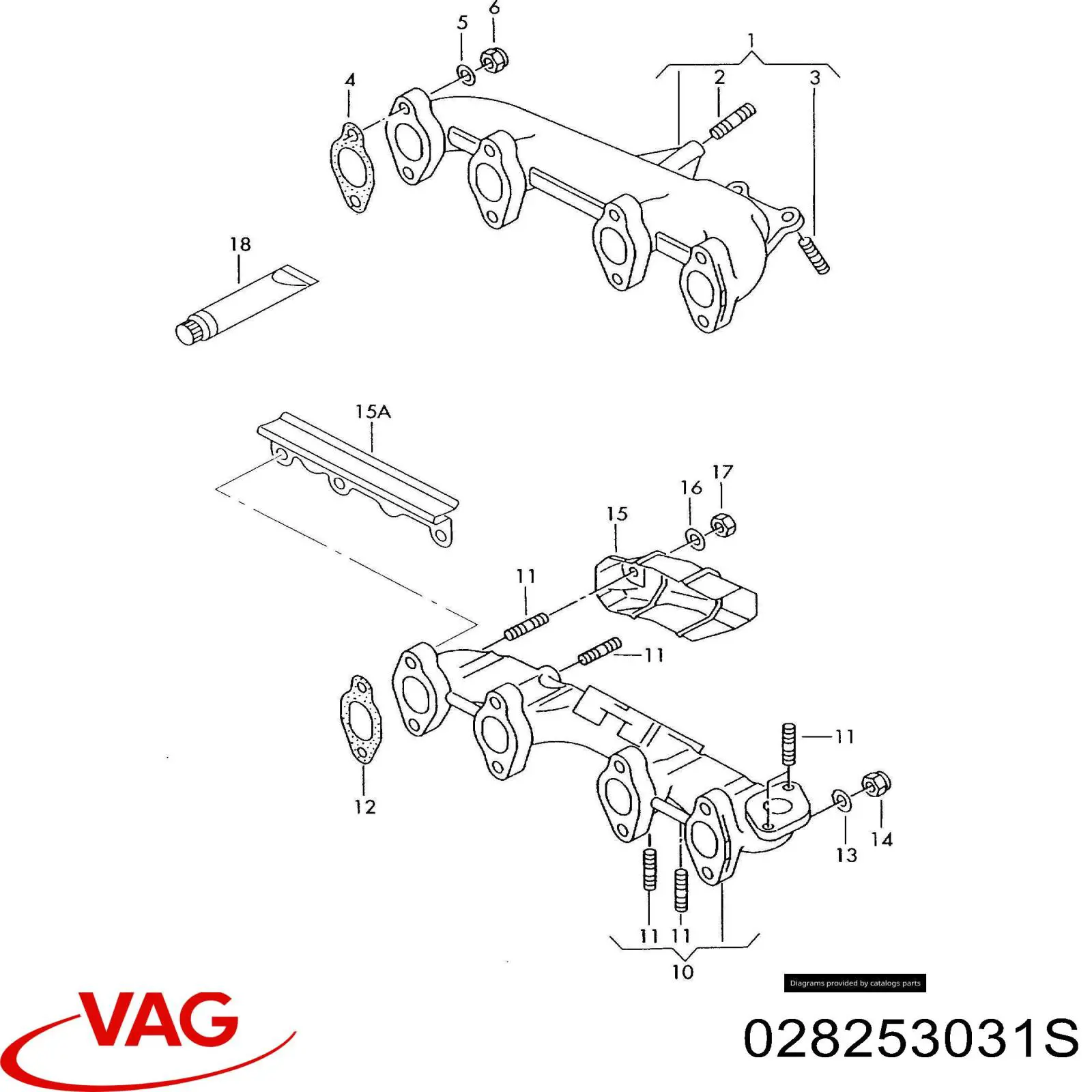 028253031S VAG Tubo coletor de escape