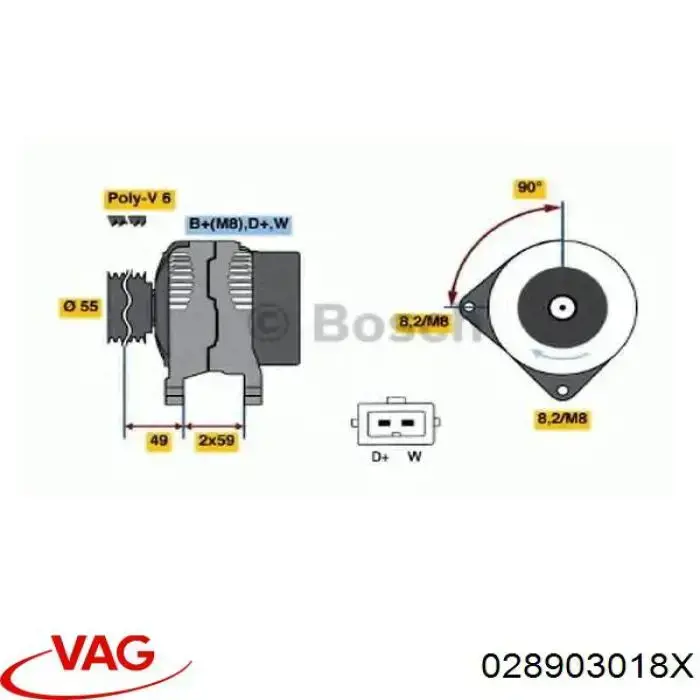 Gerador VAG 028903018X preço, a partir de 71,04 USD
