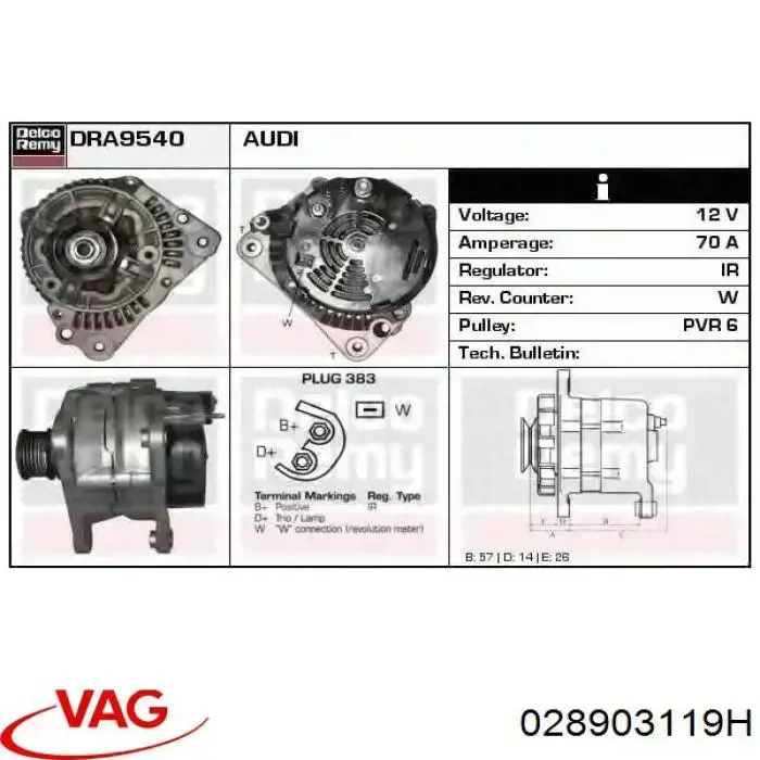 028903119H VAG Polia do gerador
