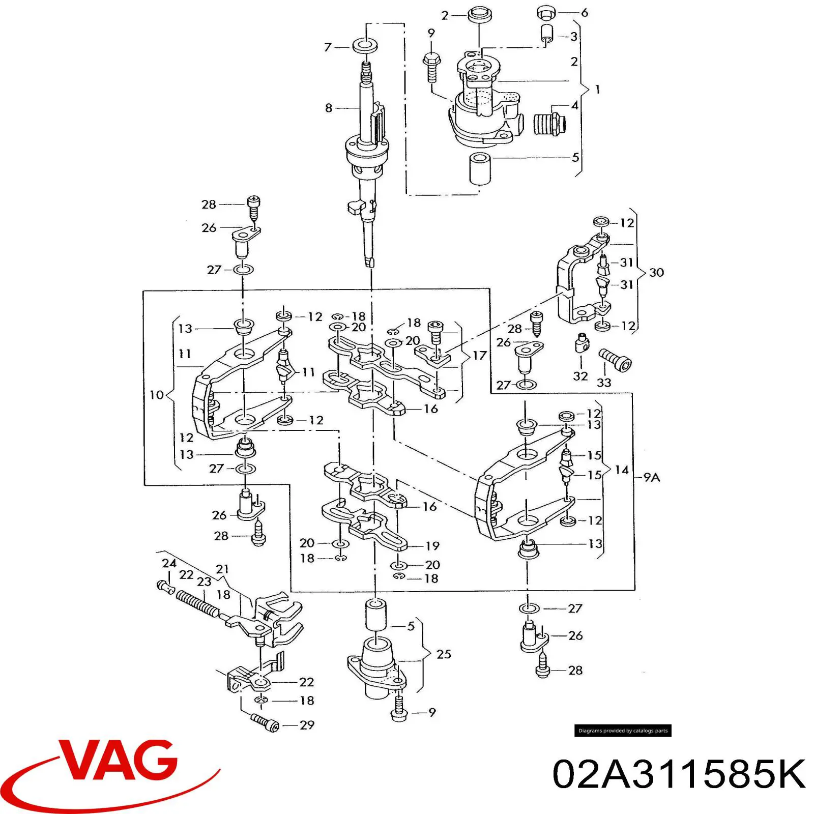 02A311585K VAG Bucha do mecanismo de mudança (de ligação)