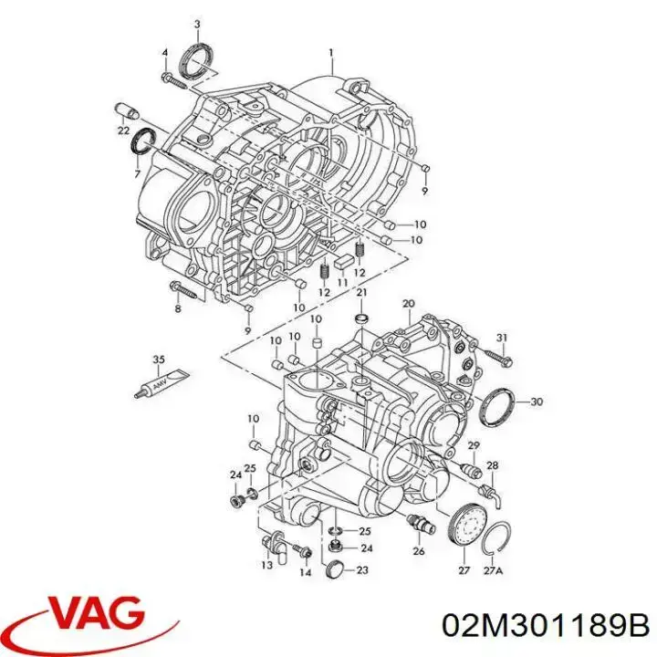 Compre 02M301189B VAG Bucim de redutor do eixo dianteiro