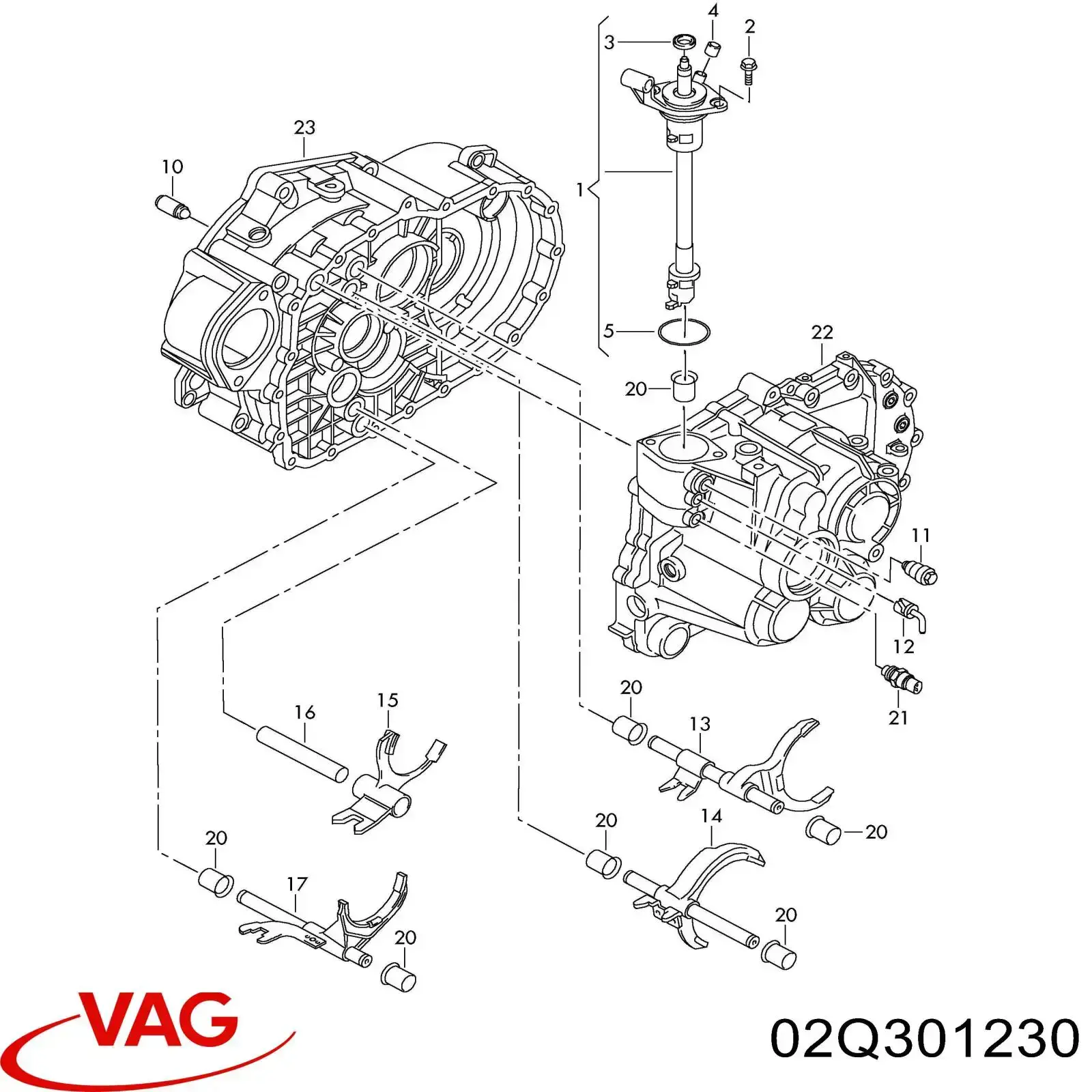 02Q301230 VAG Mecanismo de mudança (ligação)