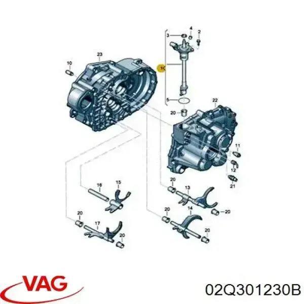 02Q301230B VAG Mecanismo de mudança (ligação)