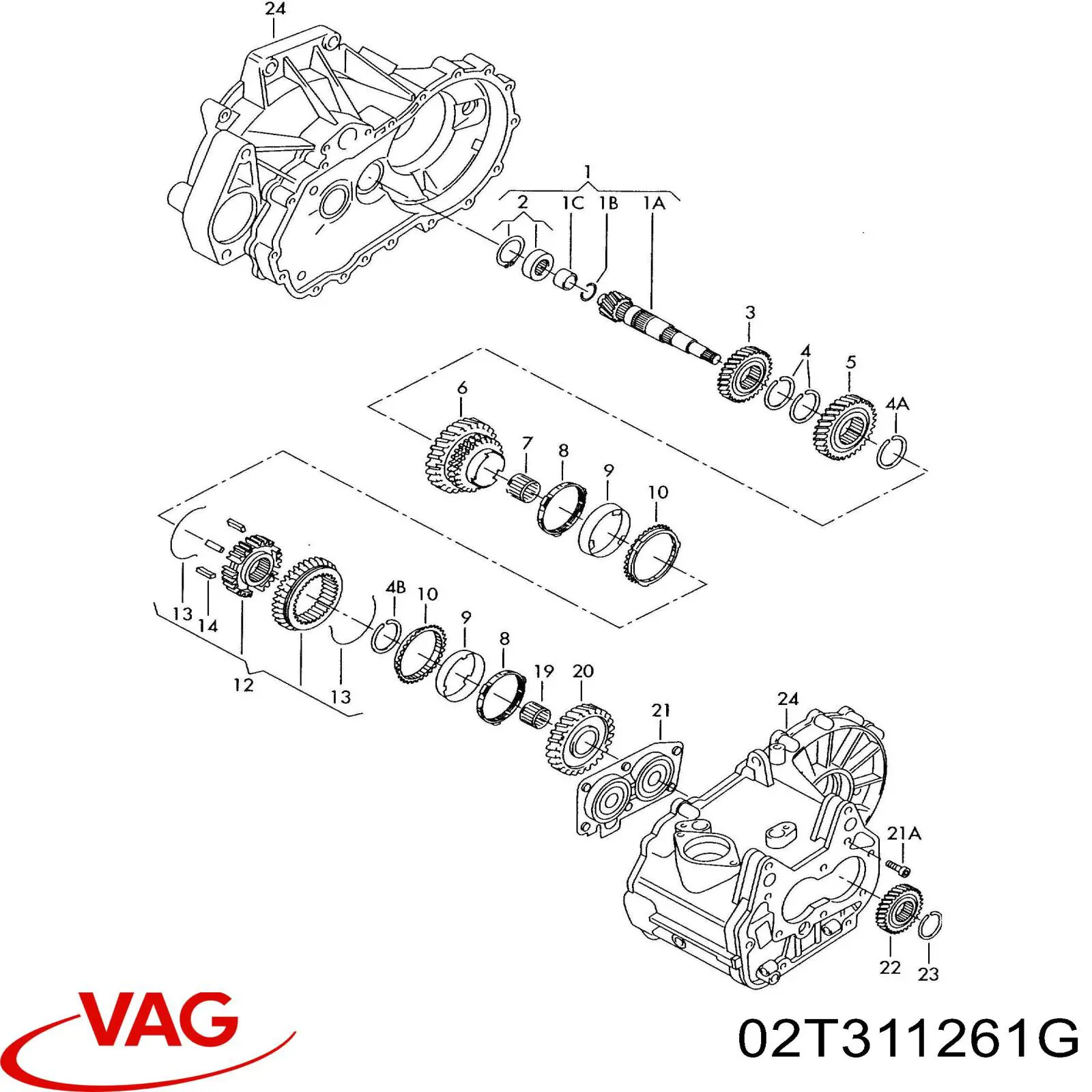 02T311261 VAG Roda dentada propulsionada de 2ª velocidade