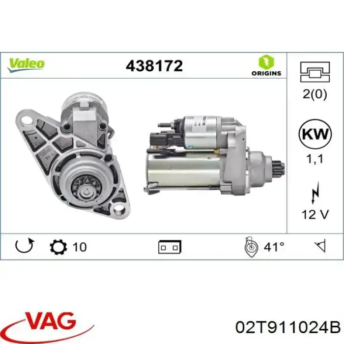 Motor de arranco VAG 02T911024B preço, a partir de 71,63 USD