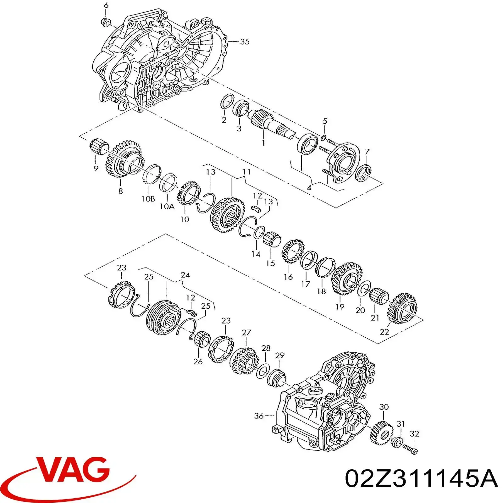 02Z311145A VAG Roda dentada propulsionada de 3ª velocidade