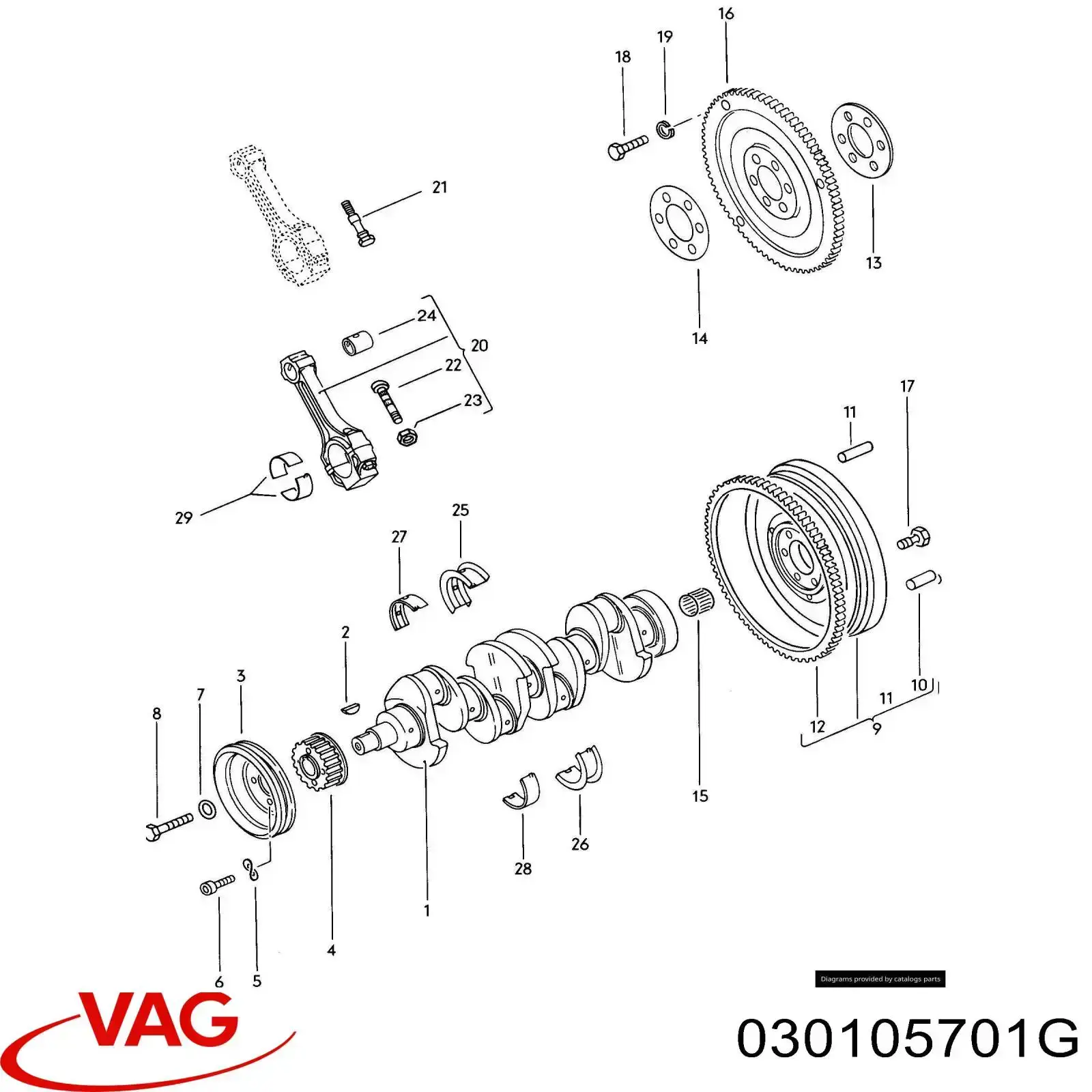 030105701G VAG Folhas inseridas de cambota de biela, kit, padrão (STD)