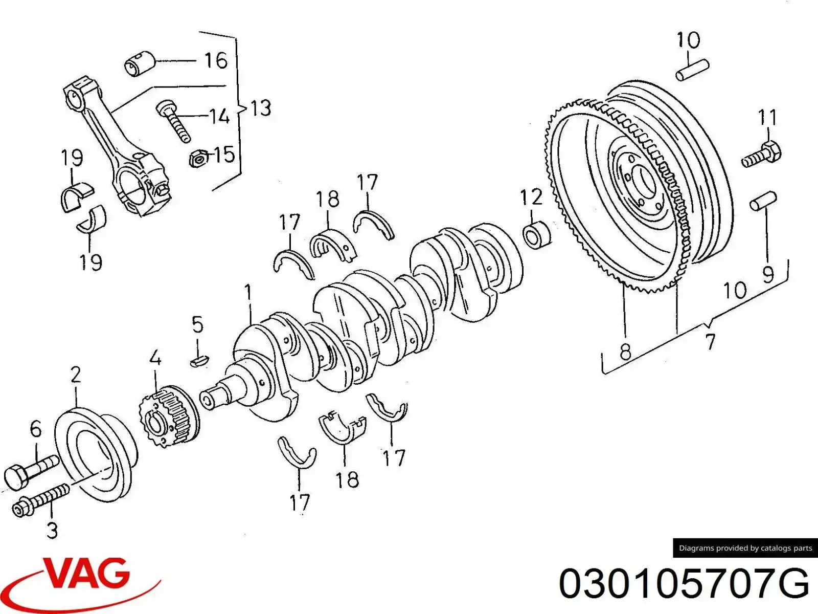 030105707G VAG Folhas inseridas de cambota de biela, kit, 1ª reparação ( + 0,25)