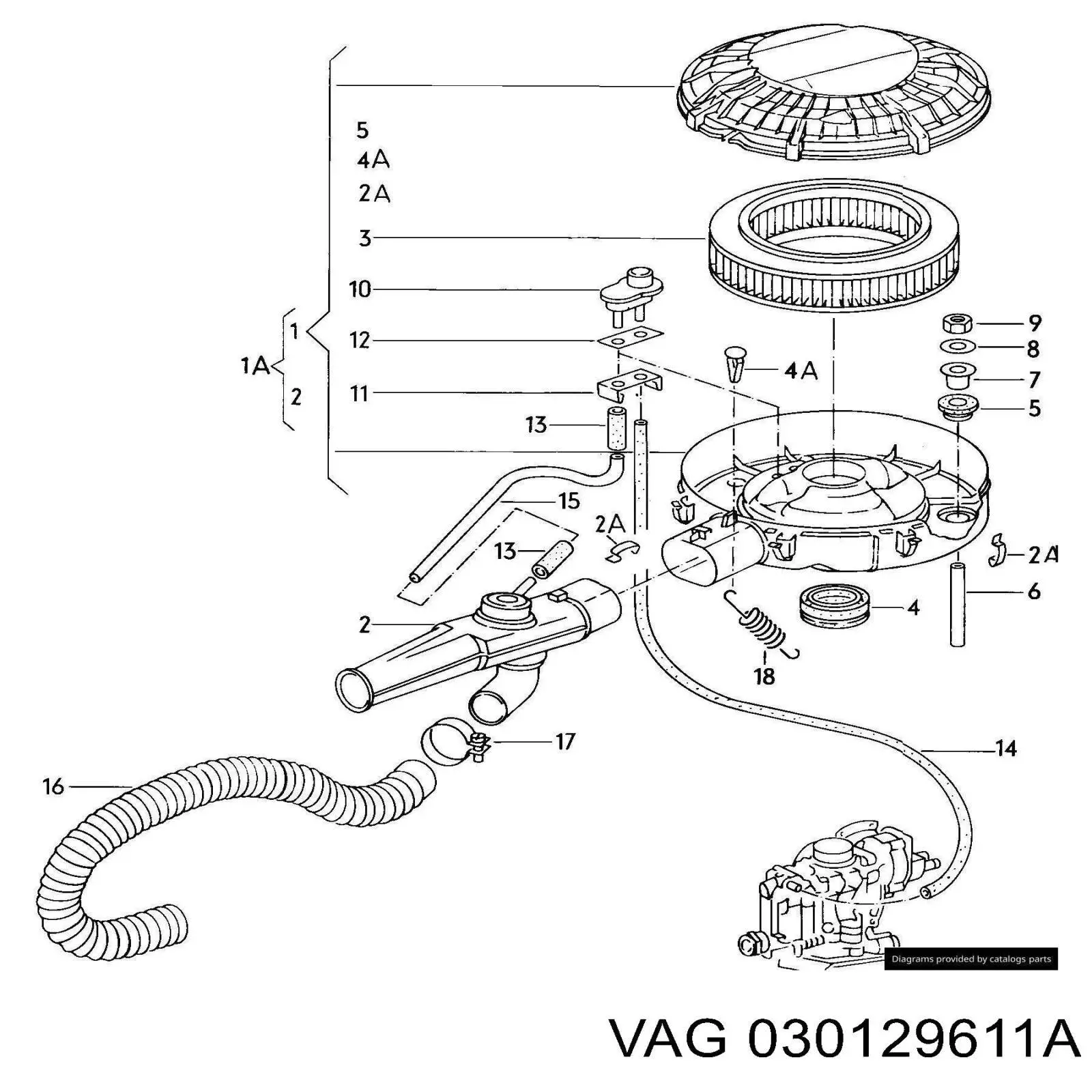 Caixa de filtro de ar Volkswagen Golf II 19E, 1G1
