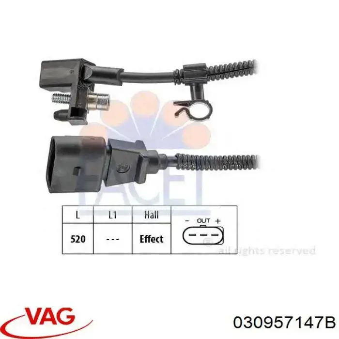 Sensor de posição (de revoluções) de cambota VAG 030957147B preço, a partir de 33,99 USD