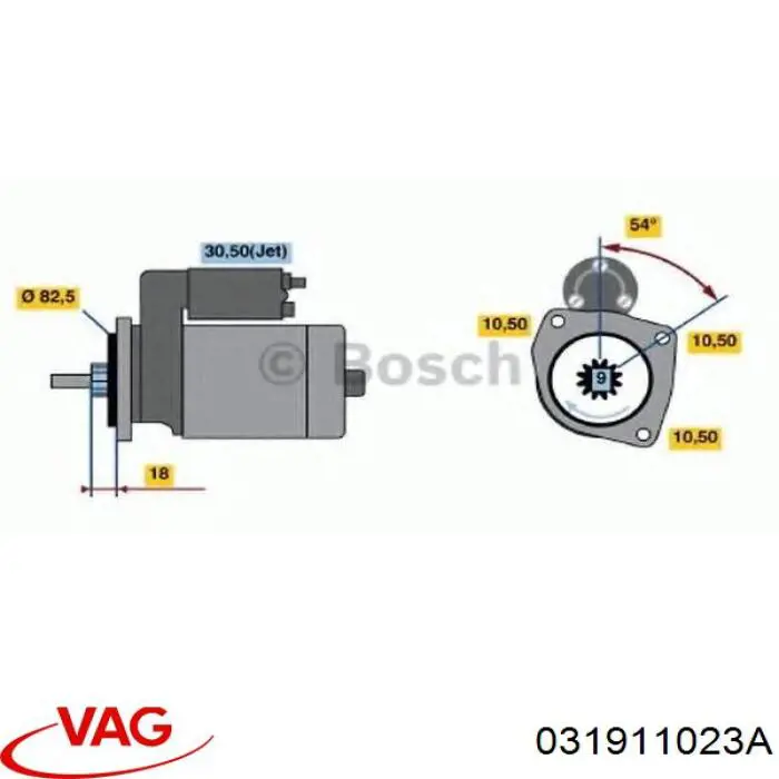 Motor de arranco 031911023A VAG