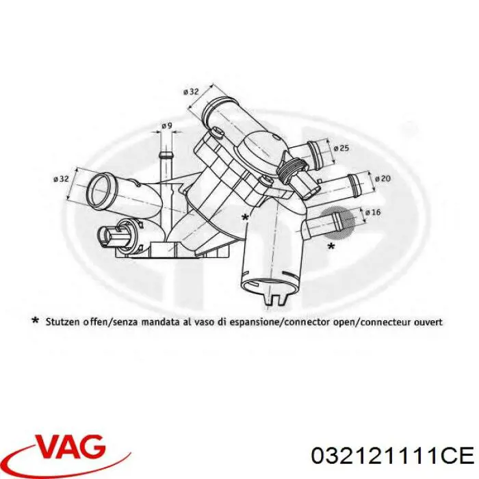 Compre 032121111CE VAG Caixa do termostato