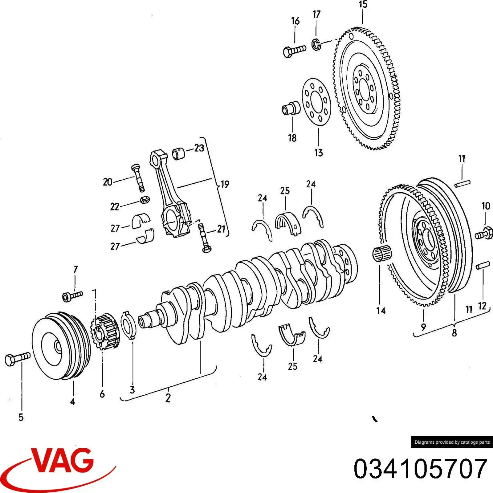Folhas inseridas de cambota de biela, kit, padrão (STD) VAG 034105707 preço, a partir de 16,74 USD