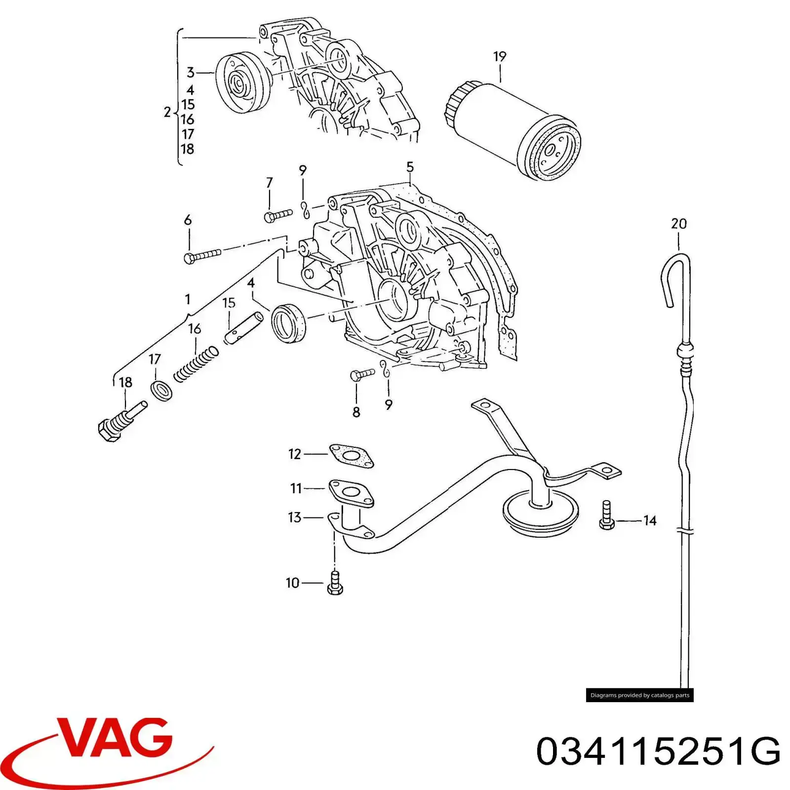 Receptor de óleo (coletor de óleo) VAG 034115251G preço, a partir de  USD