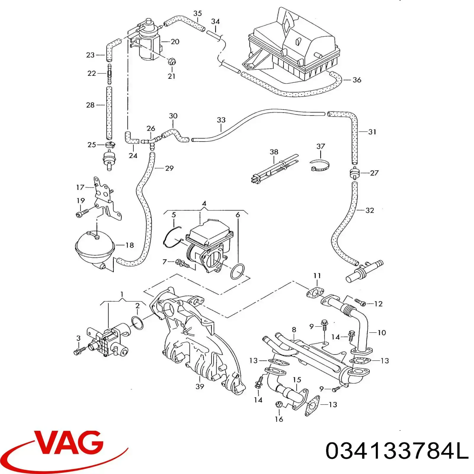 034133784L VAG Cano derivado de ar do medidor de consumo do ar