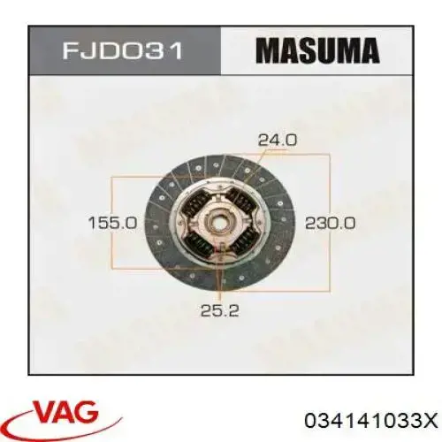 Compre 034141033X VAG Disco de embraiagem