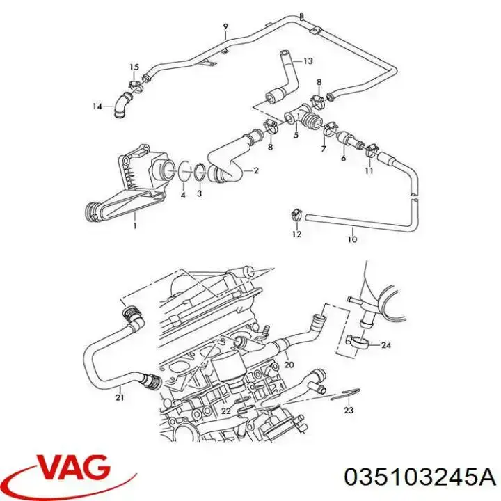 Válvula PCV de ventilação dos gases de cárter VAG 035103245A preço, a partir de 5,43 USD