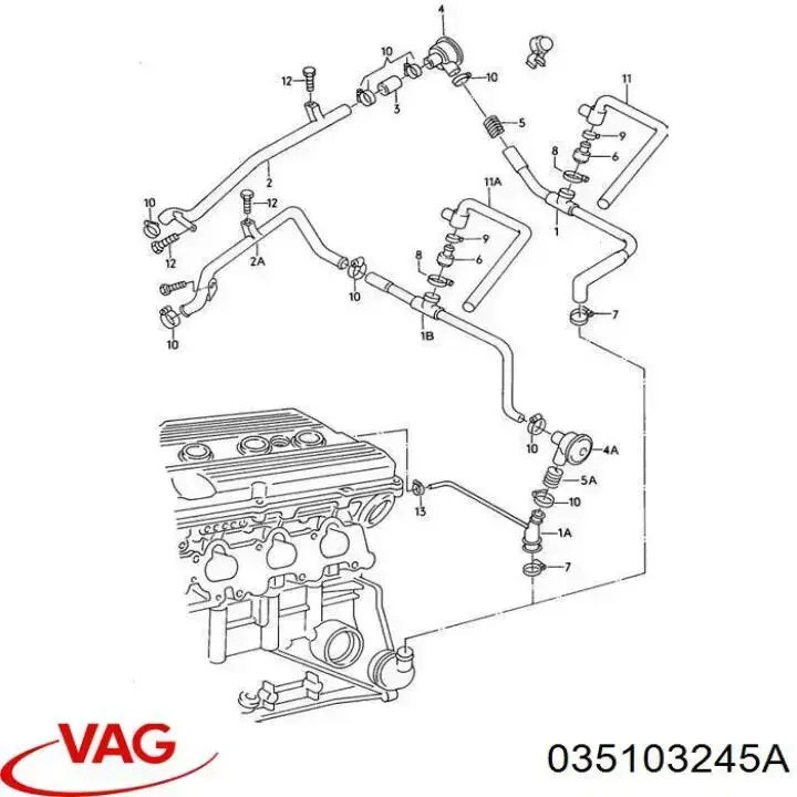 Compre 035103245A VAG Válvula PCV de ventilação dos gases de cárter