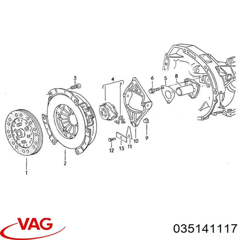 Compre 035141117QX VAG Cesta de embraiagem