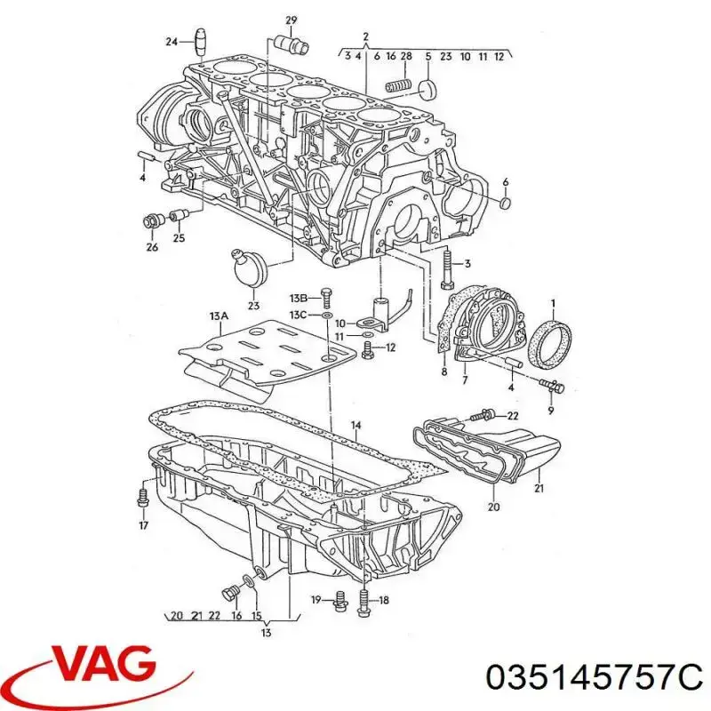 035145757C VAG Vedante de mangueira de derivação de óleo de turbina