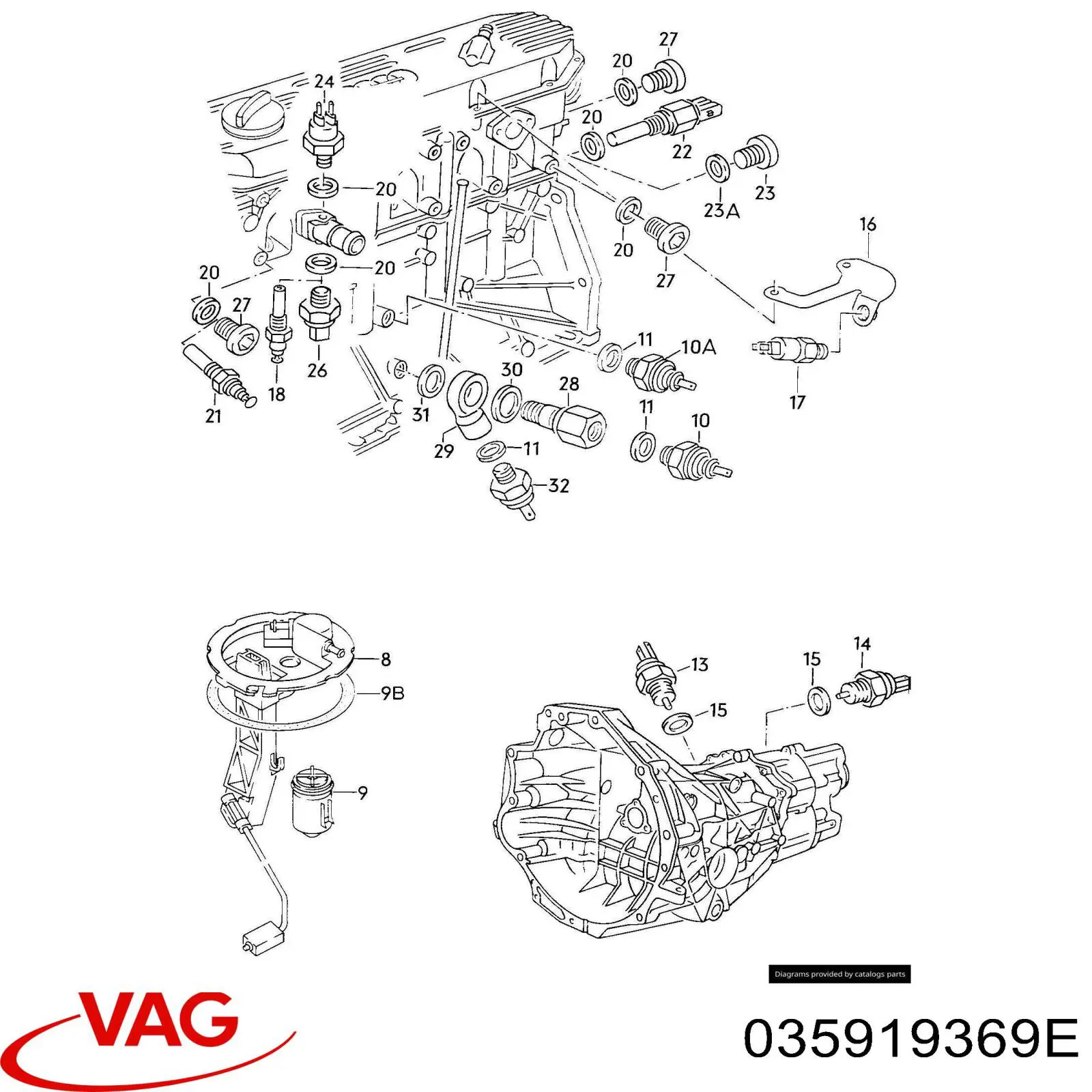 Sensor de temperatura do fluido de esfriamento VAG 035919369E preço, a partir de  