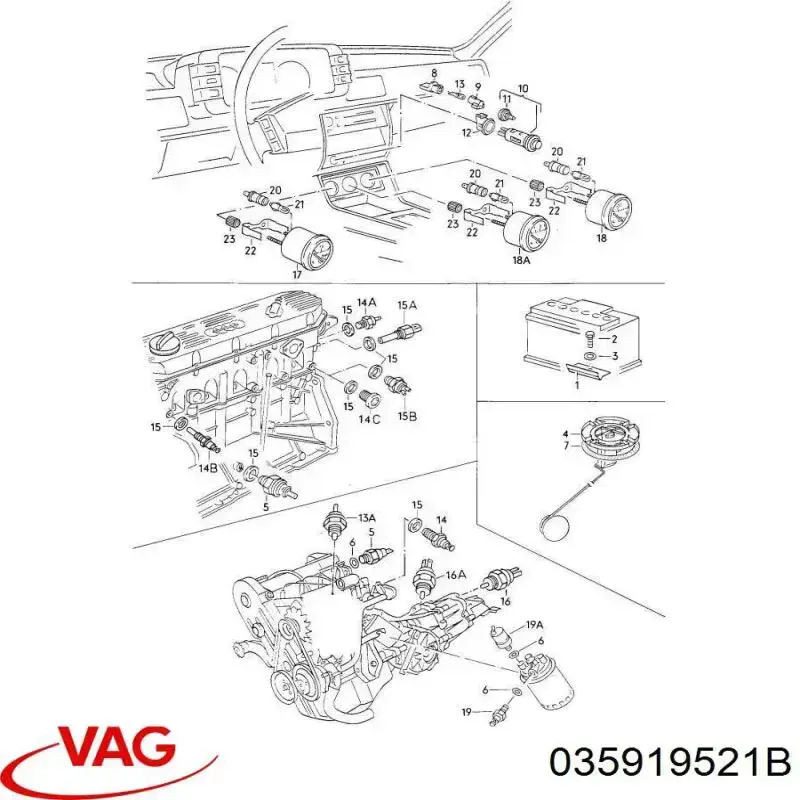 Sensor de temperatura de óleo de motor VAG 035919521B preço, a partir de  