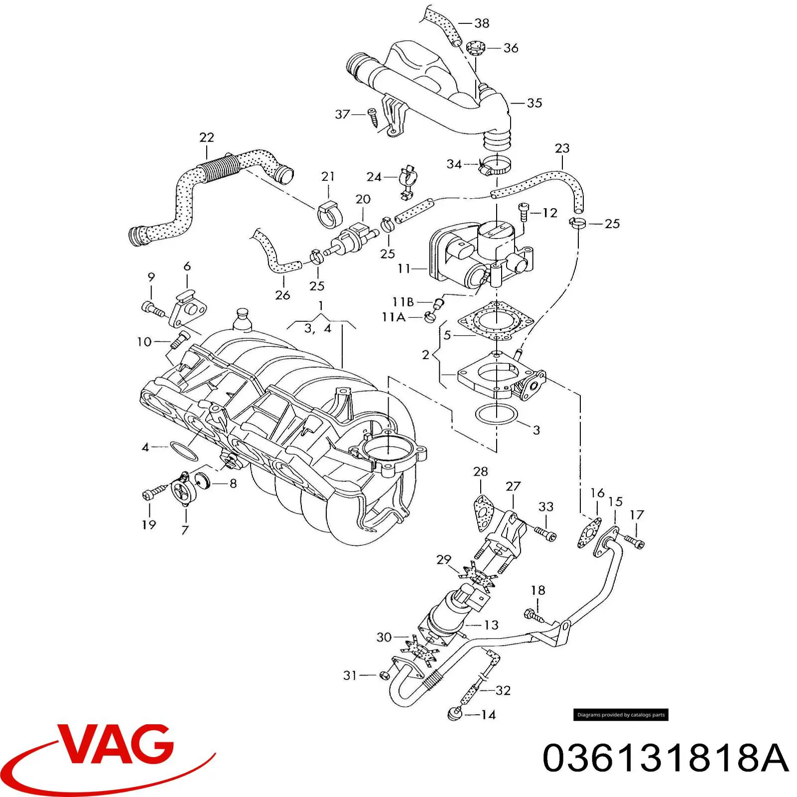 036131818E VAG Consola de válvula EGR