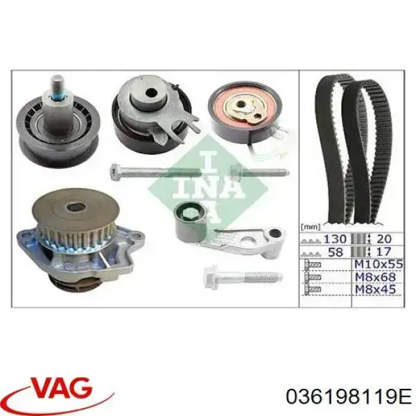 036198119E VAG Correia do mecanismo de distribuição de gás, kit