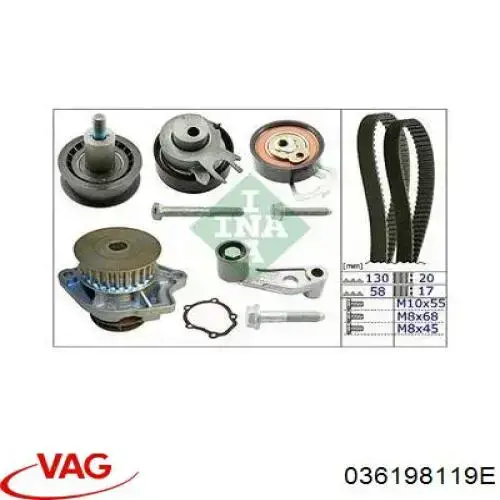 Correia do mecanismo de distribuição de gás, kit VAG 036198119E preço, a partir de 168,29 USD