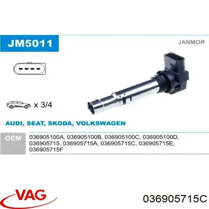 Bobina de ignição VAG 036905715C preço, a partir de 30,65 USD