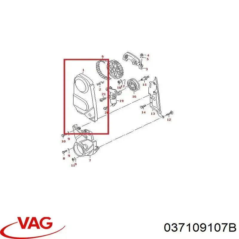 Proteção superior da correia do mecanismo de distribuição de gás VAG 037109107B preço, a partir de  