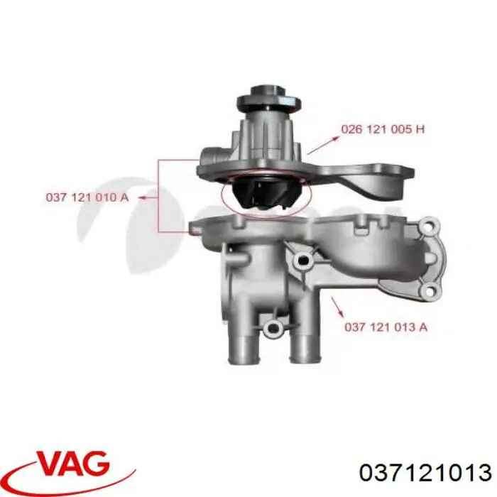 Compre 037121013 VAG Bomba de água (bomba) de esfriamento, caixa