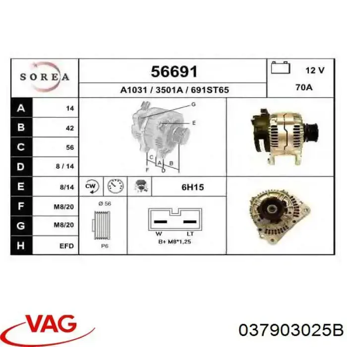 Compre 037903025B VAG Gerador